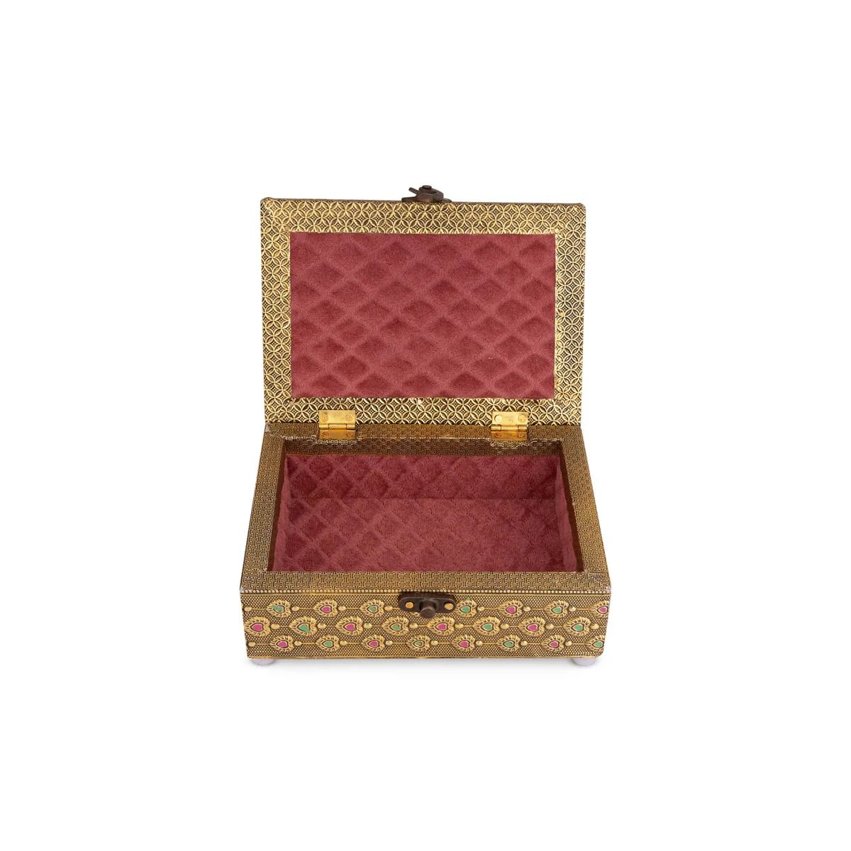 Pooja Box - 2.75 X 7 X 5 Inches | Peacock Design Storage Box/ Gold Oxidised Jewellery Box For Home - Image 4