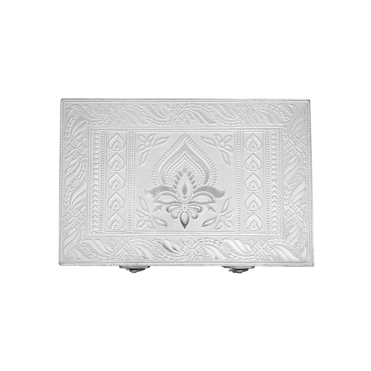 Pooja Box - 3.5 x 9 Inches | Wooden Storage Box/ Silver Polish Jewellery Box for Home - Image 2