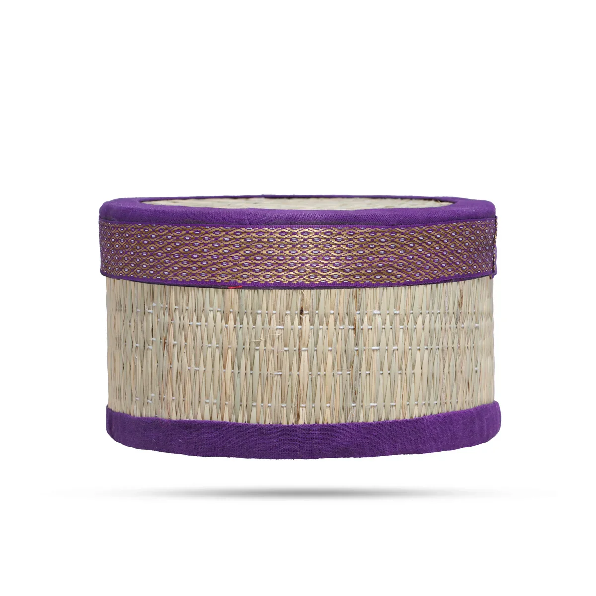 Pooja Box - 3 x 6 Inches | Korai Box with Lid/ Return Gift/ Round Shape Storage Box for Home