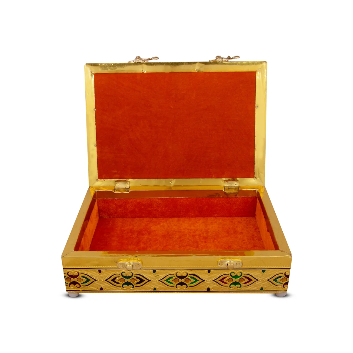 Pooja Box - 7 x 10 Inches | Gold Polish Jewellery Box/ Meenakari Design Storage Box for Home - Image 2
