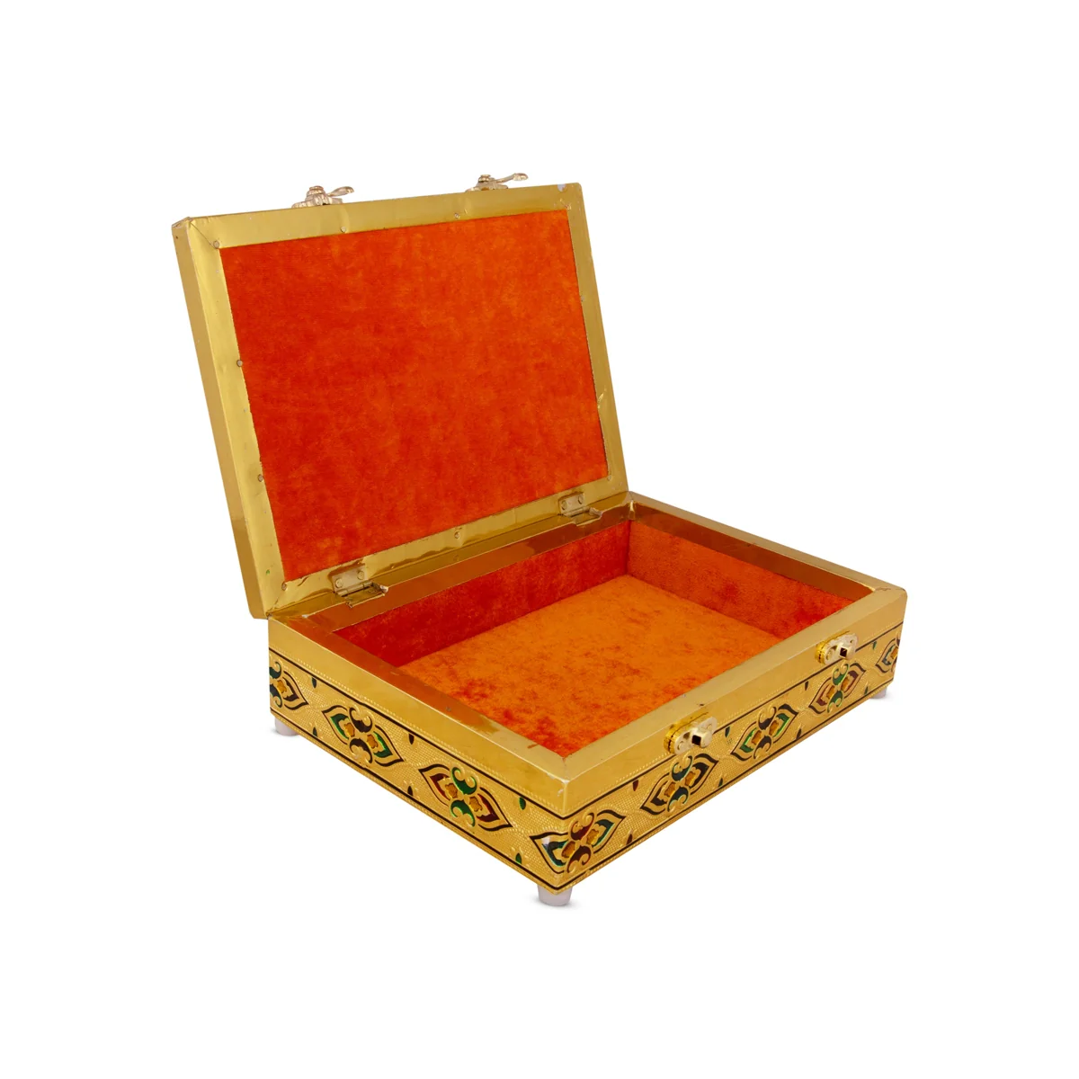 Pooja Box - 7 x 10 Inches | Gold Polish Jewellery Box/ Meenakari Design Storage Box for Home - Image 3
