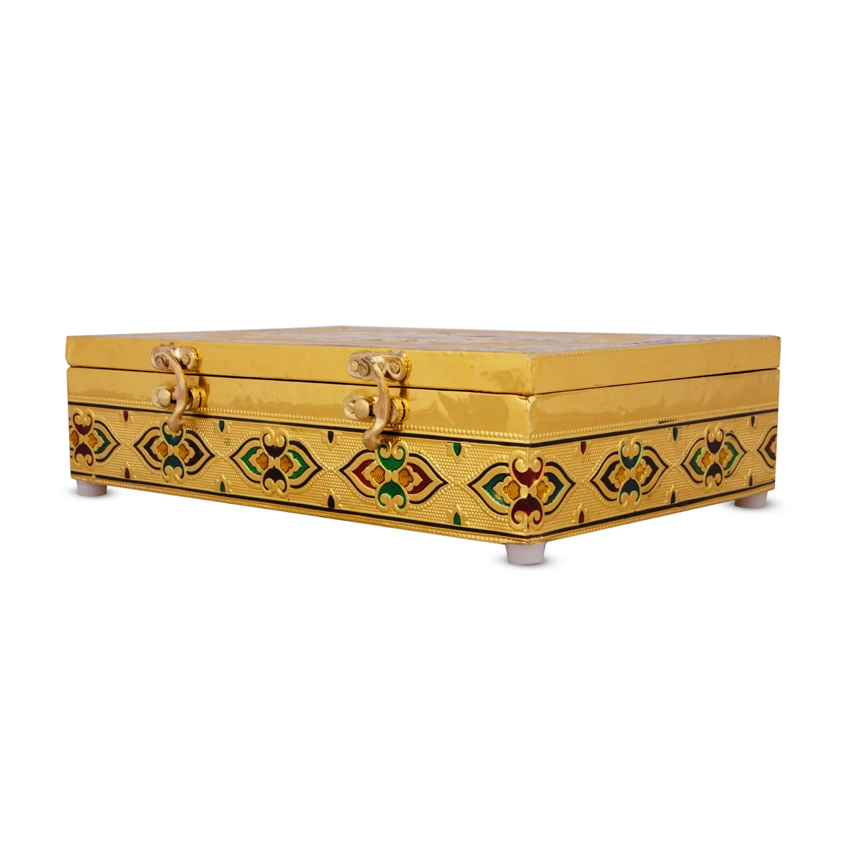 Pooja Box - 7 x 10 Inches | Gold Polish Jewellery Box/ Meenakari Design Storage Box for Home - Image 4