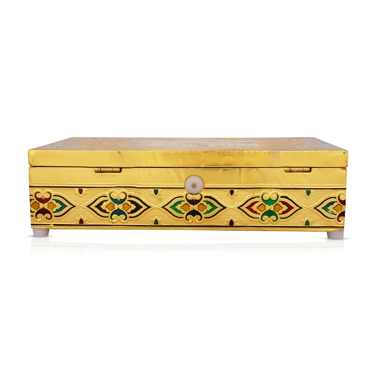Pooja Box - 7 x 10 Inches | Gold Polish Jewellery Box/ Meenakari Design Storage Box for Home - Image 6