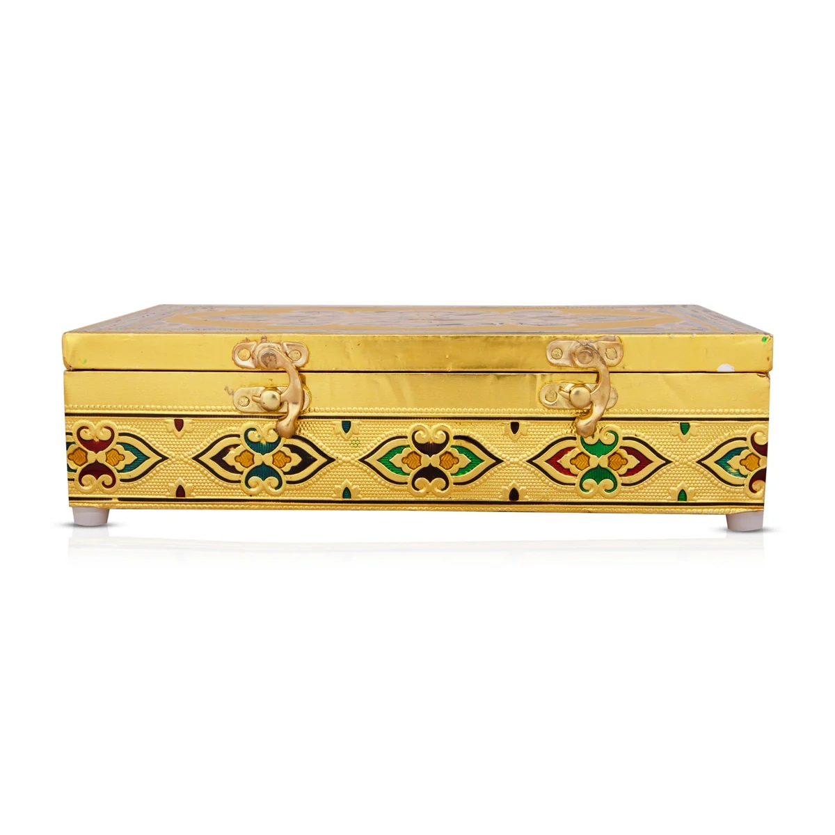 Pooja Box - 7 x 10 Inches | Gold Polish Jewellery Box/ Meenakari Design Storage Box for Home - Image 7