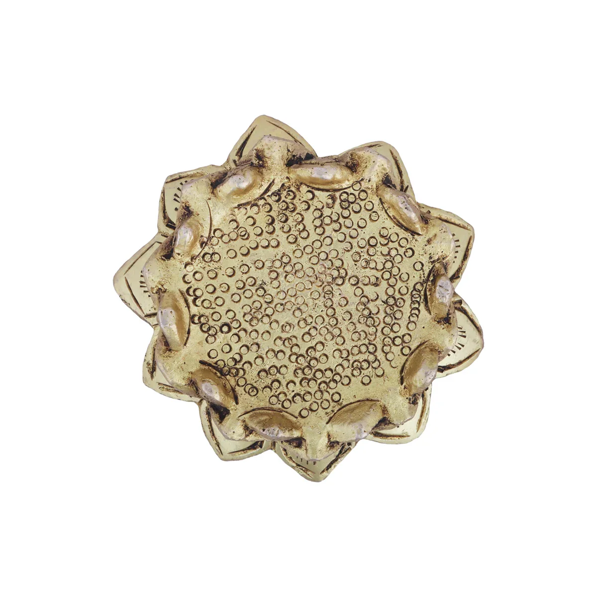 Pooja Chowki - 1 x 2.5 Inches | Lotus Design Peedam/ Antique Brass Aasan for Deity/ 405 Gms Approx - Image 3