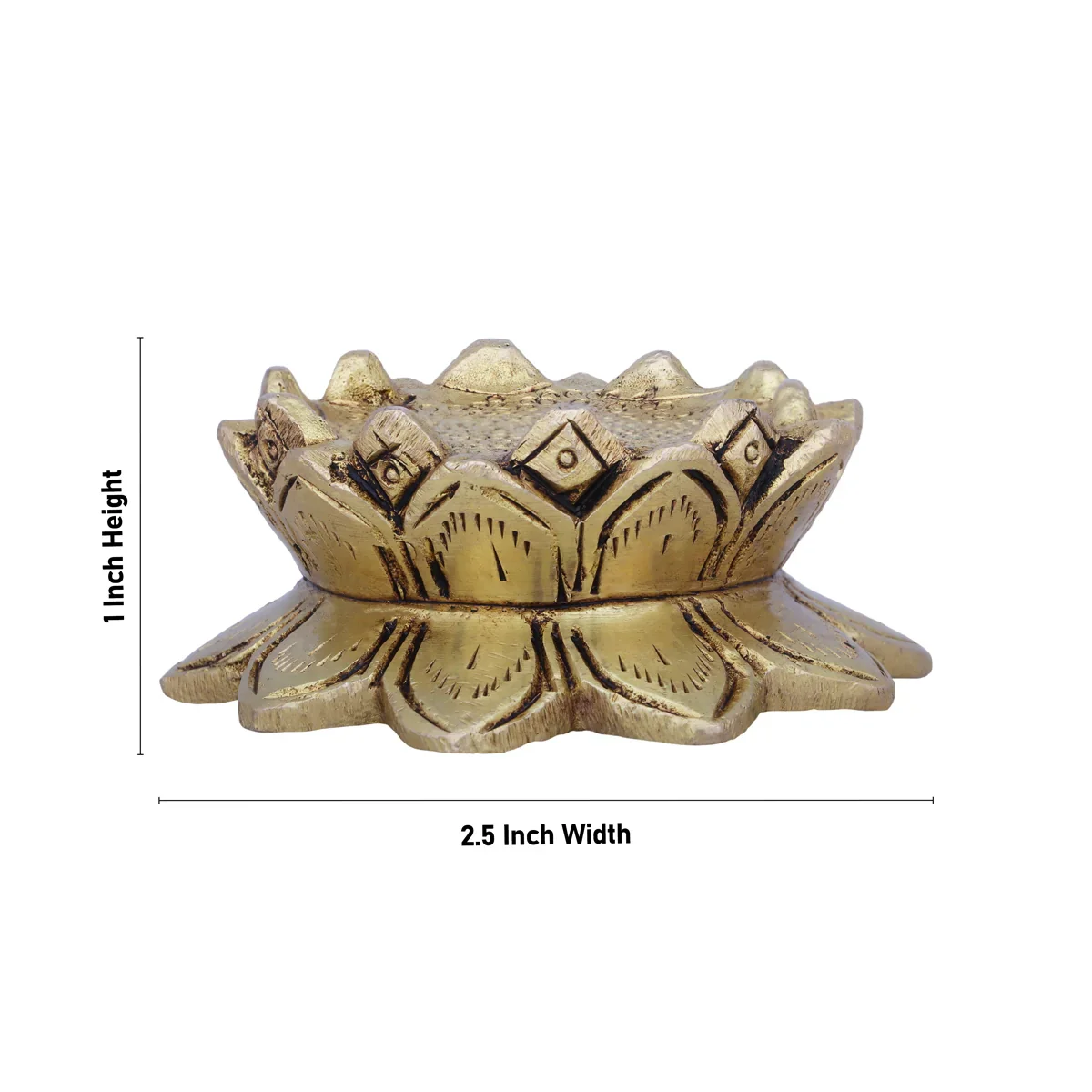 Pooja Chowki - 1 x 2.5 Inches | Lotus Design Peedam/ Antique Brass Aasan for Deity/ 405 Gms Approx - Image 4