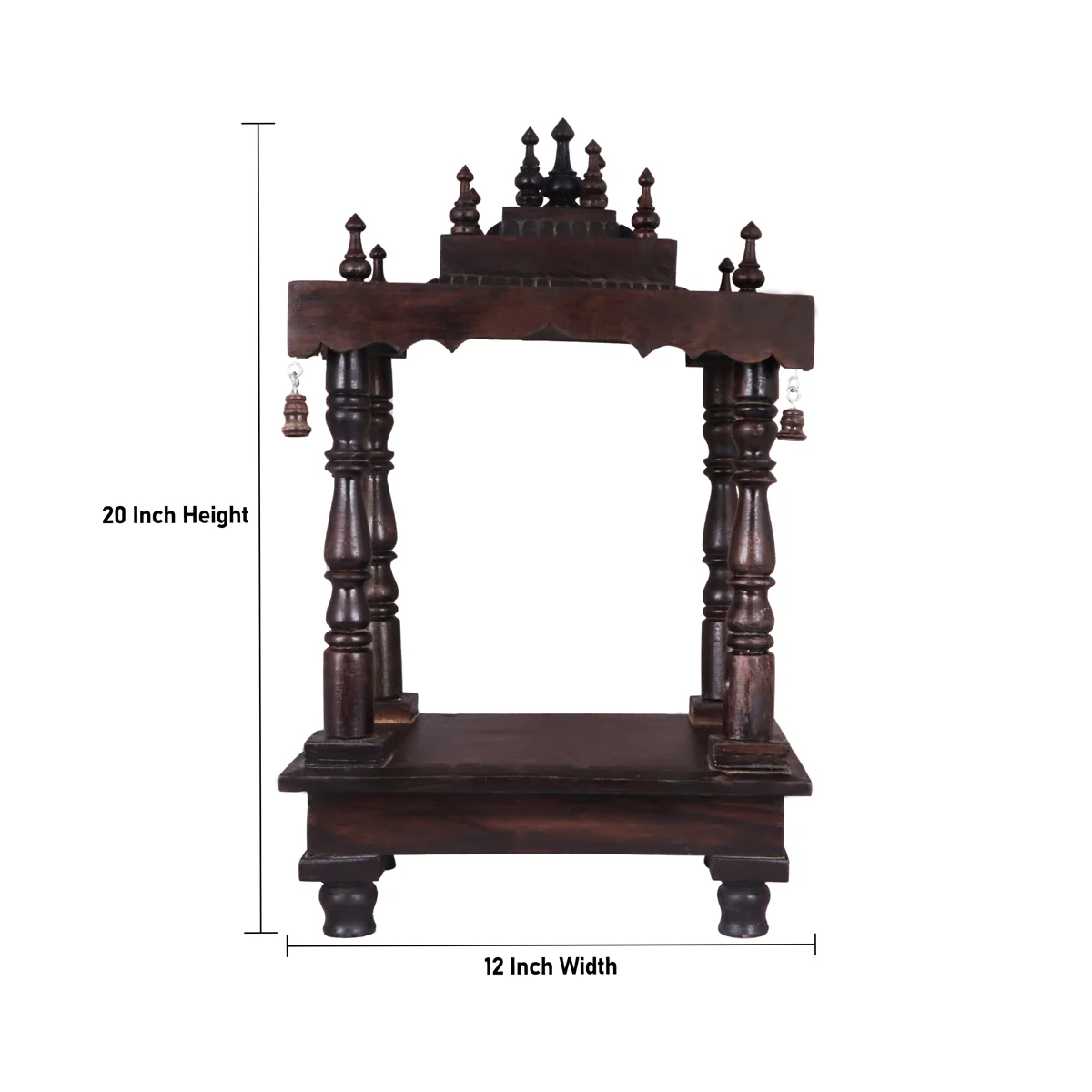 Pooja Mandir | Inner - 10 x 8.5 Inch, Outer - 21 x 12 Inch/ Wooden Temple/ Wooden Mandir/ Puja Stand for Home - Image 3