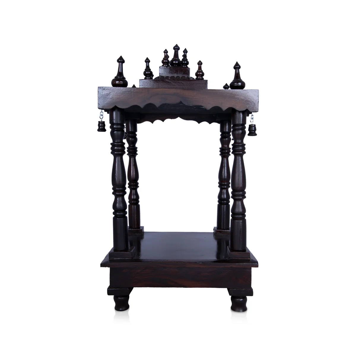 Pooja Mandir With Base| Inner - 12 x 12 Inch, Outer - 25 x 12 Inch/ Open Wooden Temple/ Wooden Mandir for Home - Image 3