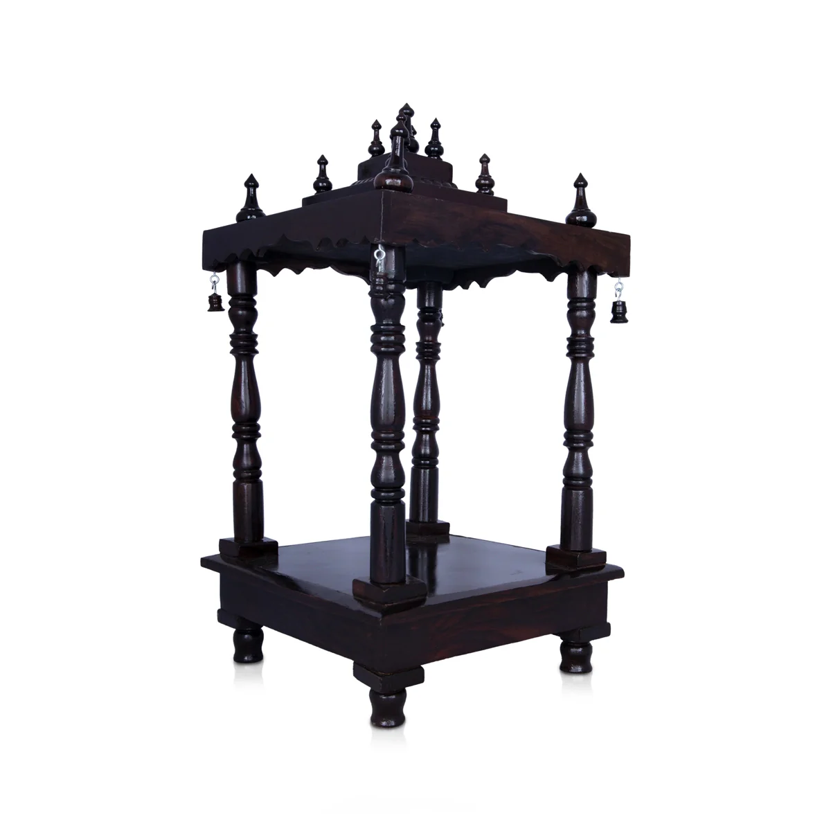 Pooja Mandir With Base| Inner - 12 x 12 Inch, Outer - 25 x 12 Inch/ Open Wooden Temple/ Wooden Mandir for Home - Image 4