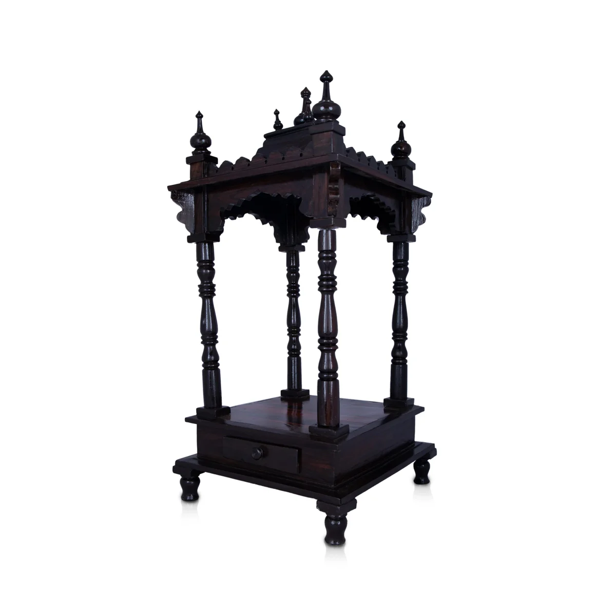 Pooja Mandir With Base | Inner - 14 x 10.5 Inch, Outer - 31 x 14 Inch/ Open Wooden Temple/ Puja Stand for Home - Image 3