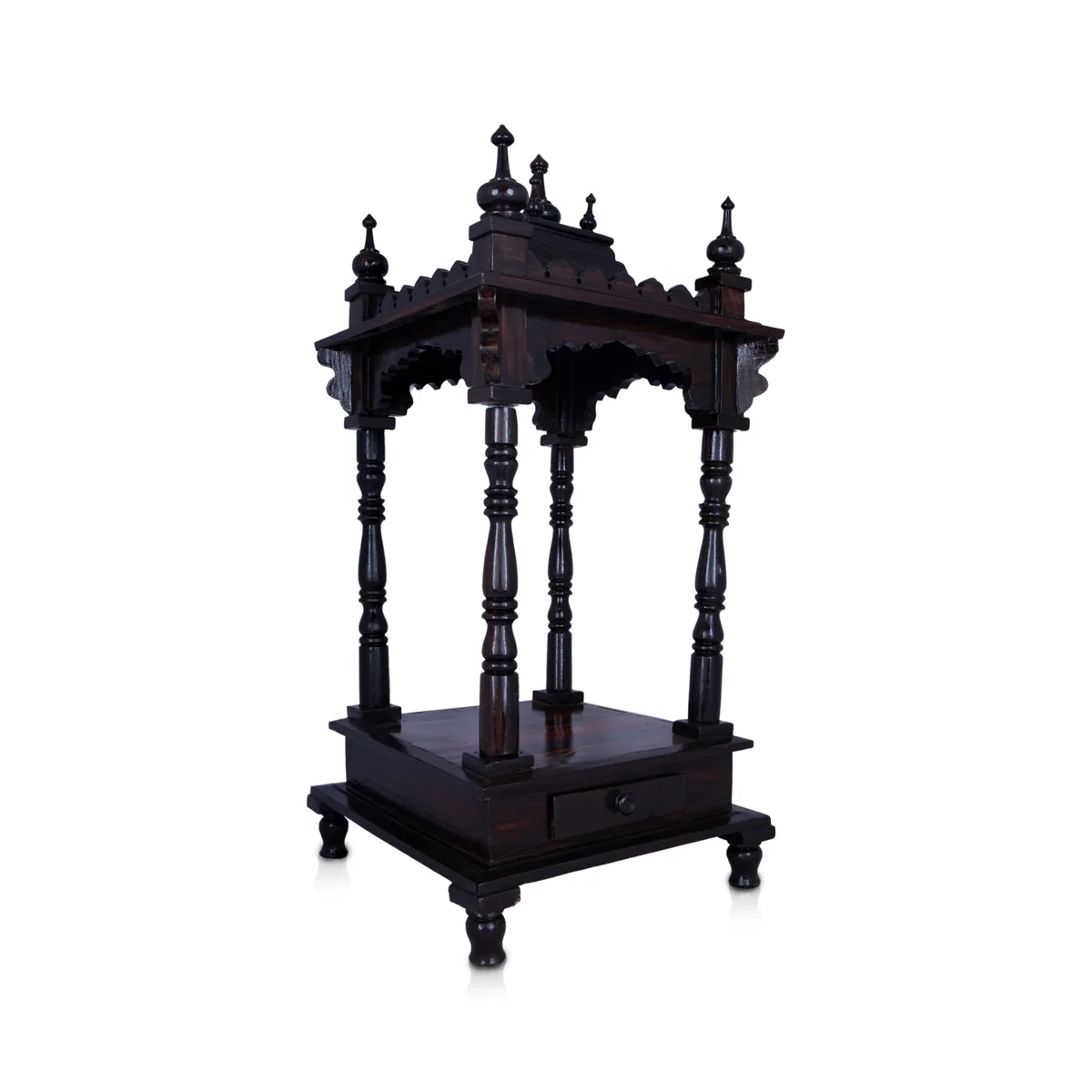 Pooja Mandir With Base | Inner - 14 x 10.5 Inch, Outer - 31 x 14 Inch/ Open Wooden Temple/ Puja Stand for Home - Image 4