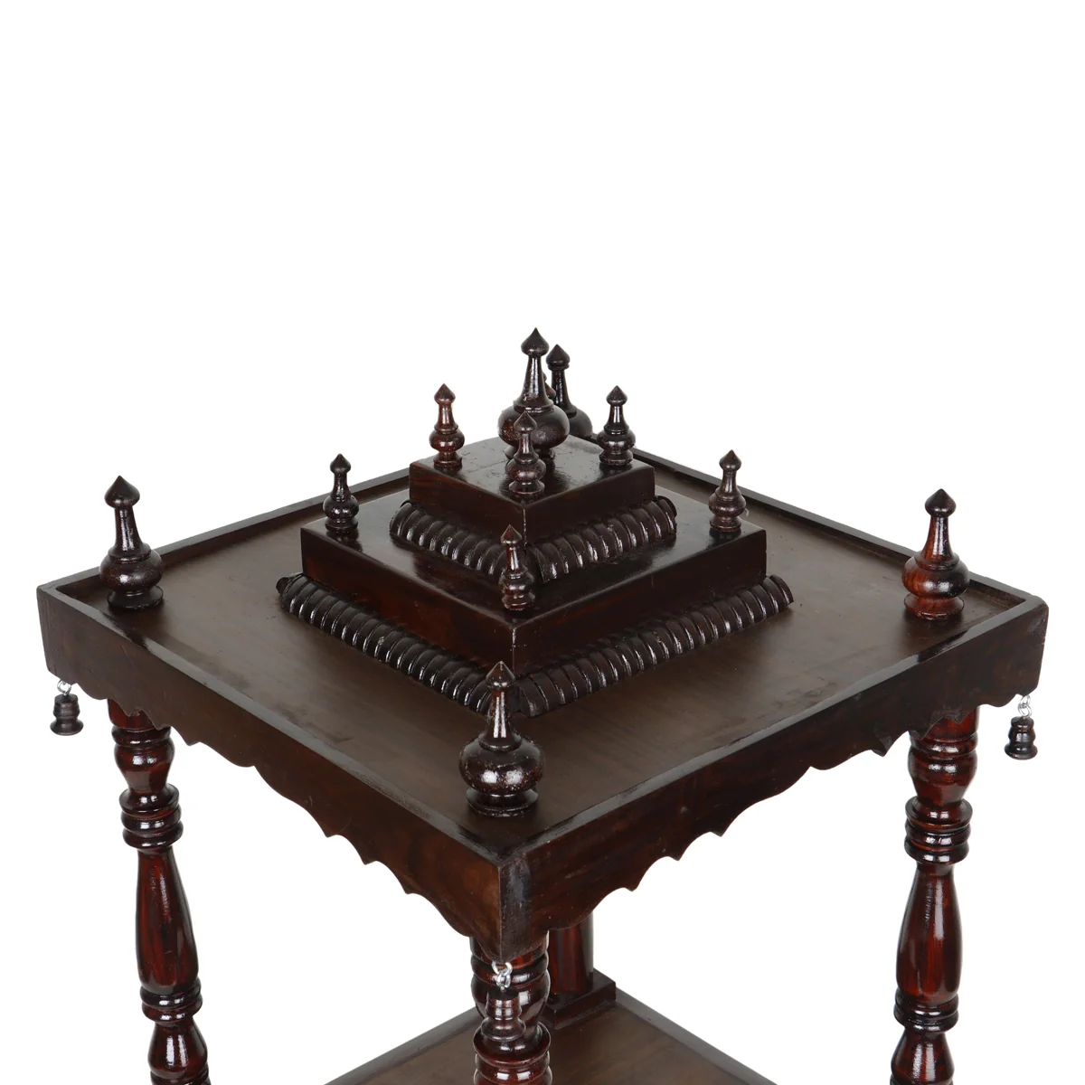 Pooja Mandir With Base | Inner - 15 x 15 Inch, Outer - 29 x 15 Inch/ Open Wooden Temple/ Puja Stand for Home - Image 3