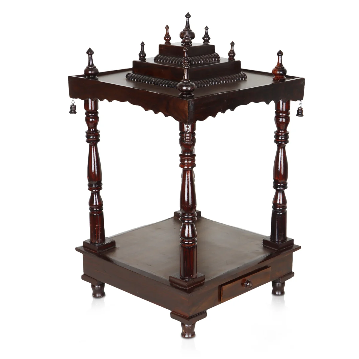 Pooja Mandir With Base | Inner - 15 x 15 Inch, Outer - 29 x 15 Inch/ Open Wooden Temple/ Puja Stand for Home - Image 6