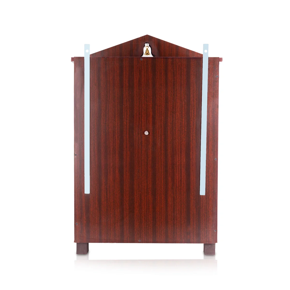 Pooja Mandir With Base | Inner 25X24 Inch, Outer 40X25 Inch | Bell&Ganesh Door Design Wooden Temple/ Puja Stand - Image 2