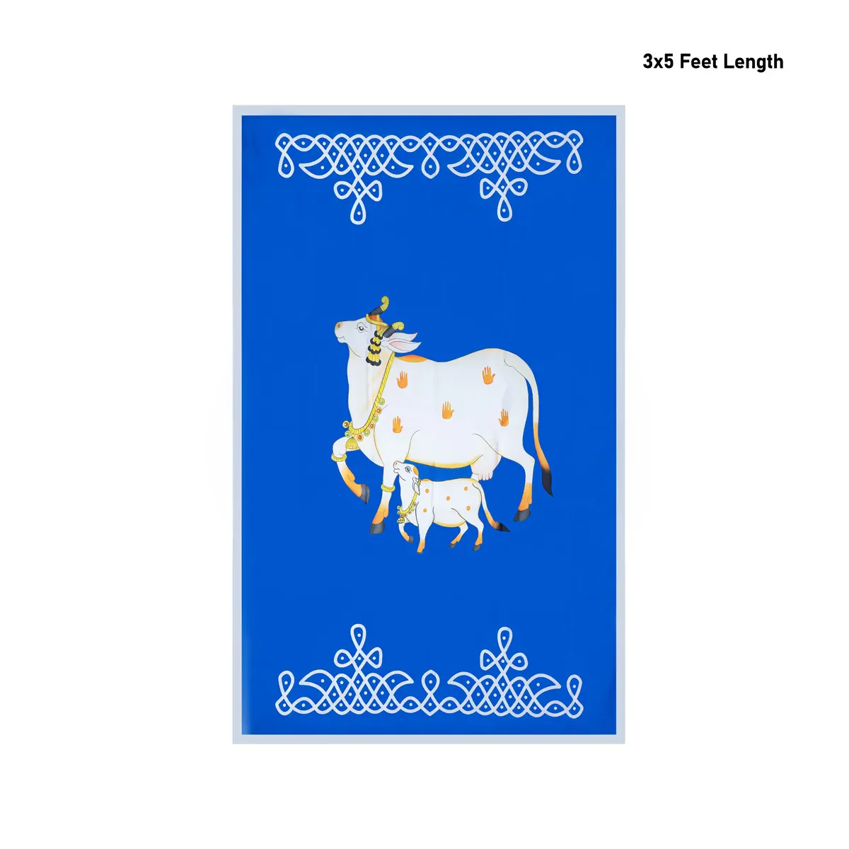 Pooja Room Screen - 3 X 5 Feet | Satin Curtain/ Temple Screen/ Cow Kamadhenu Design Pooja Curtain - Image 5