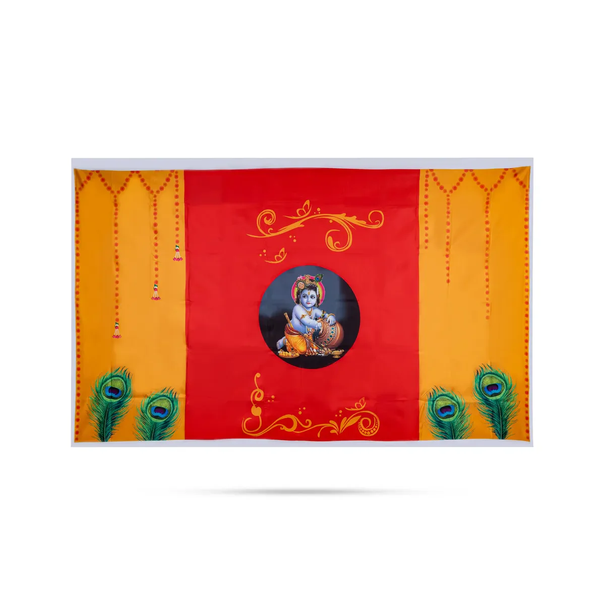 Pooja Room Screen - 5 X 8 Feet | Satin Curtain/ Temple Screen/ Assorted Design Pooja Curtain - Image 10