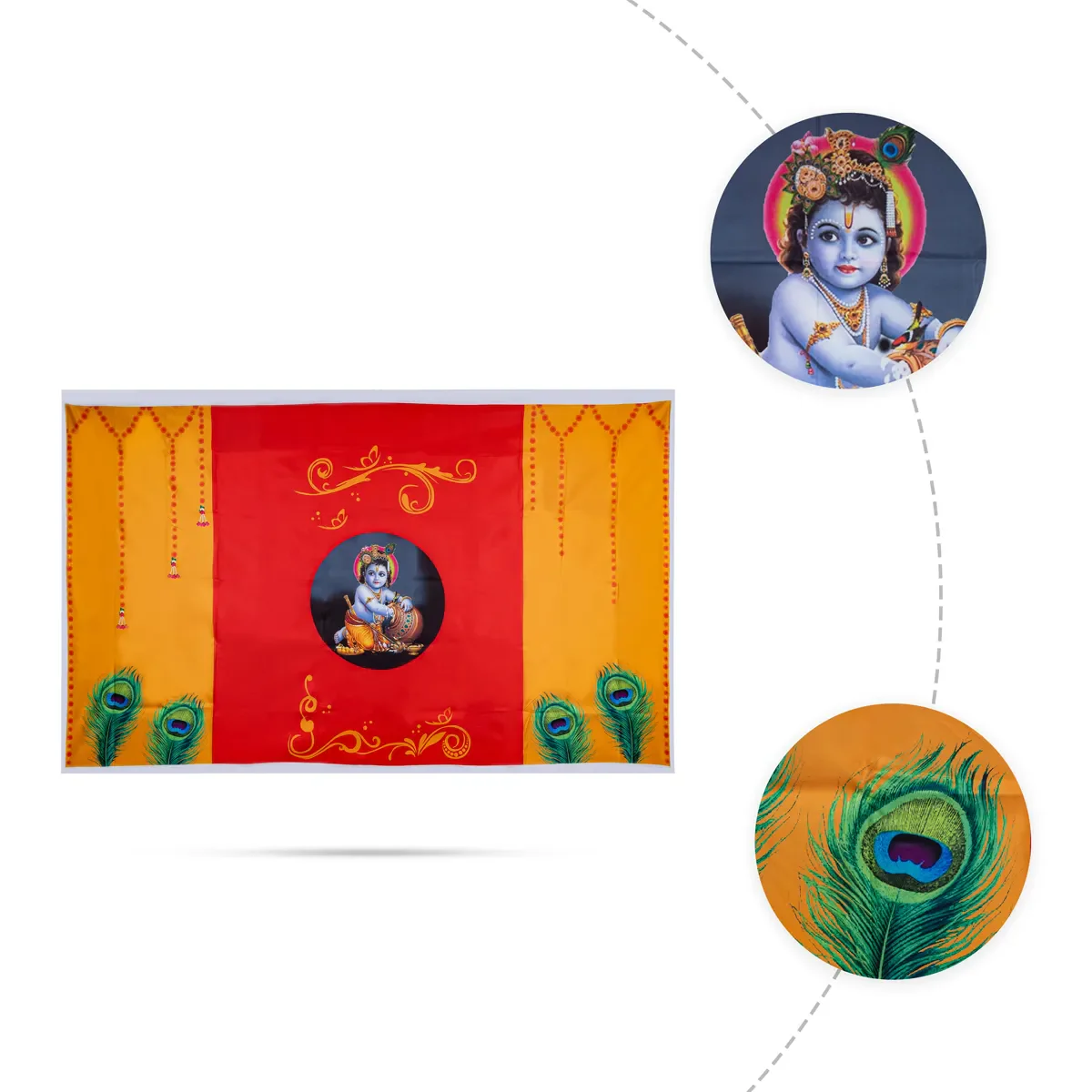 Pooja Room Screen - 5 X 8 Feet | Satin Curtain/ Temple Screen/ Assorted Design Pooja Curtain - Image 11