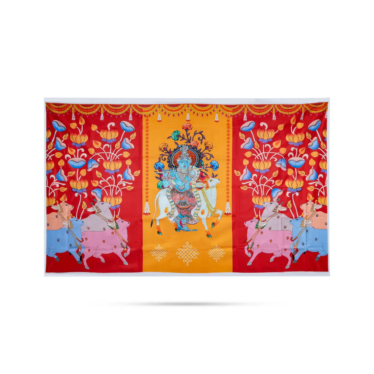 Pooja Room Screen - 5 X 8 Feet | Satin Curtain/ Temple Screen/ Assorted Design Pooja Curtain - Image 3