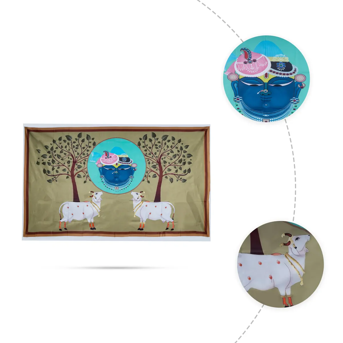 Pooja Room Screen - 5 X 8 Feet | Satin Curtain/ Temple Screen/ Assorted Design Pooja Curtain - Image 9