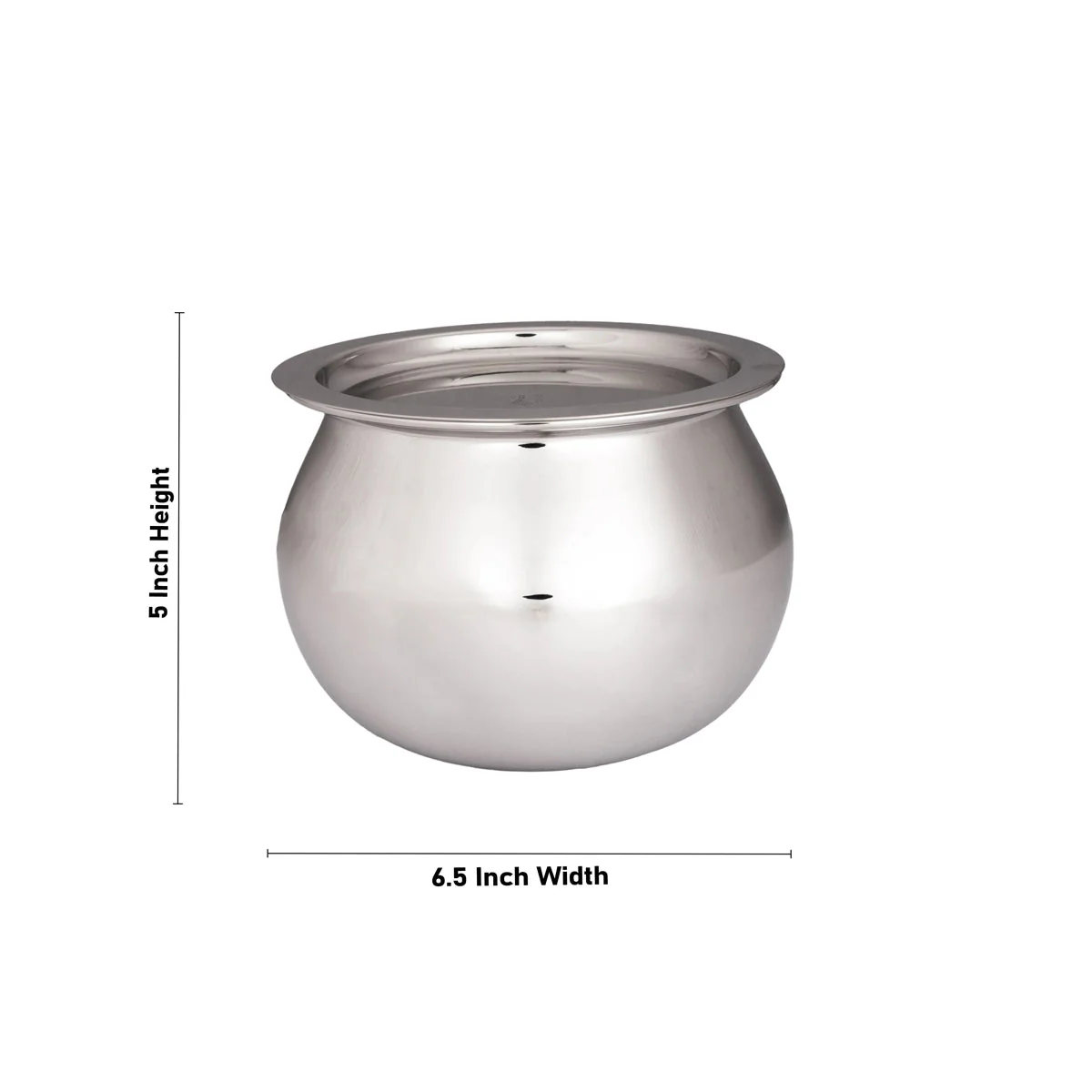 Pot with Lid - 5 x 6.5 Inches | Cooking Pot/ Dal Handi/ Stainless Steel Pot for Home/ 505 Gms Approx - Image 3