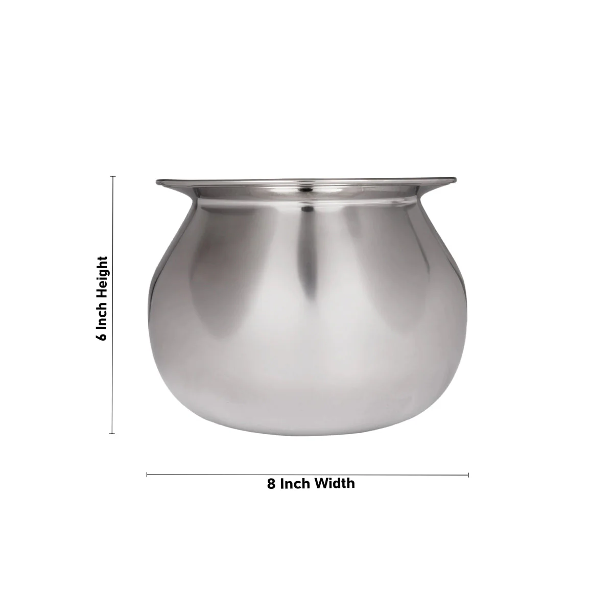 Pot with Lid - 6 x 8 Inches | Cooking Pot/ Dal Handi/ Stainless Steel Pot for Home/ 775 Gms Approx - Image 4