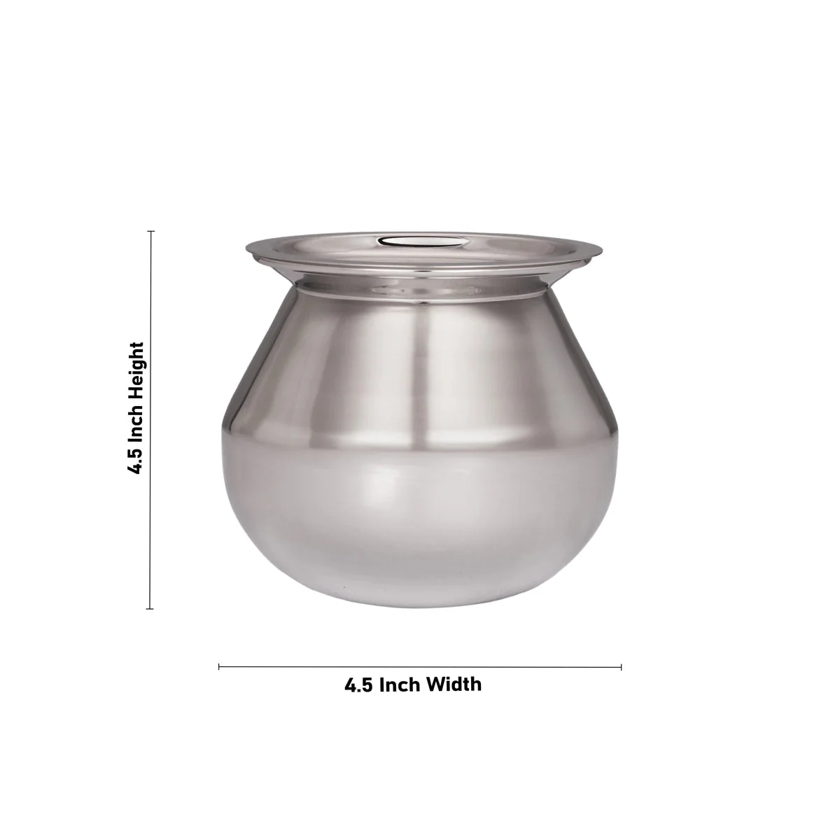 Pot with Lid - 4.5 x 4.5 Inches | Cooking Pot/ Stainless Steel Pot/ Pongal Handi for Home/ 305 Gms Approx - Image 2