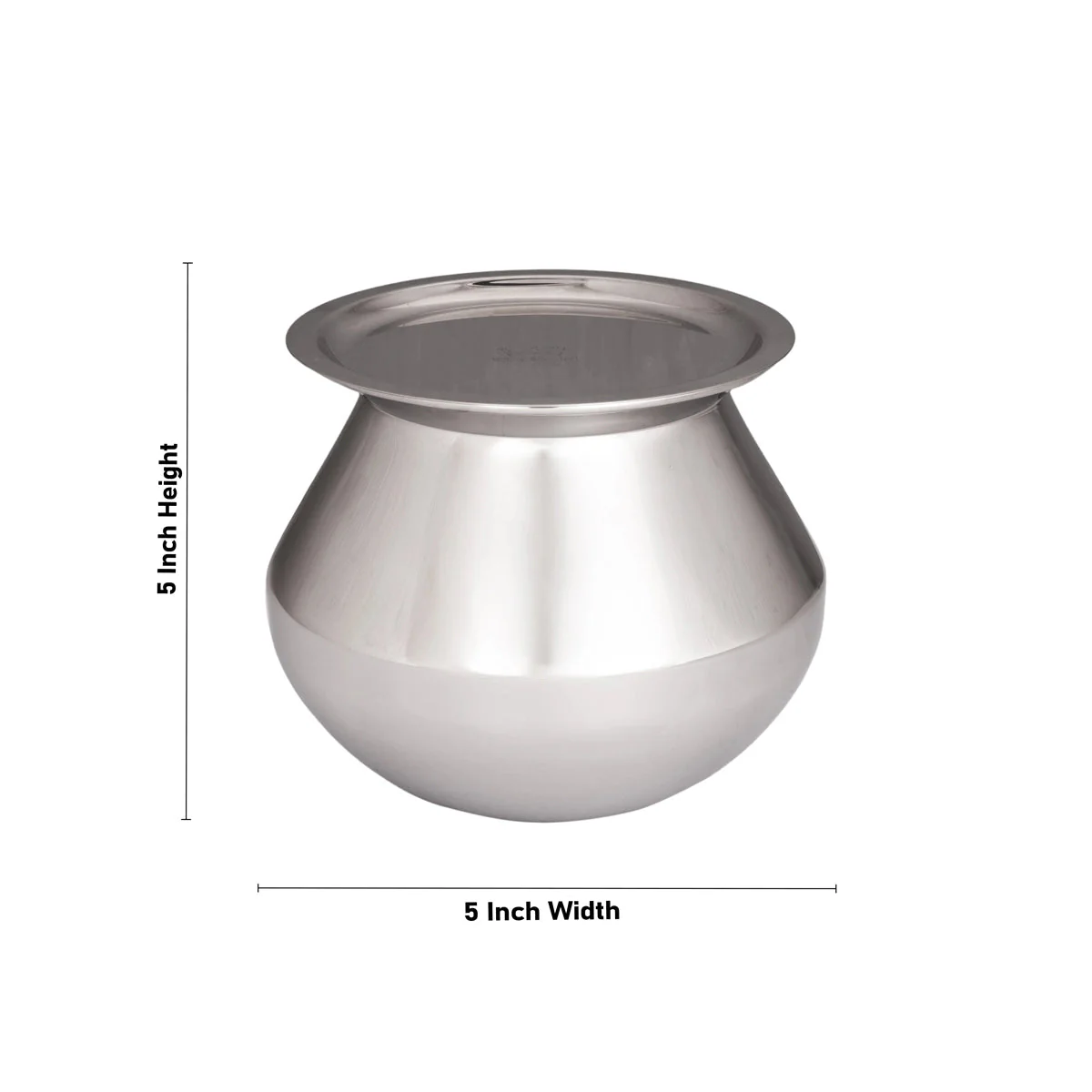 Pot with Lid - 5 x 5 Inches | Cooking Pot/ Stainless Steel Pot/ Pongal Handi for Home/ 405 Gms Approx - Image 3