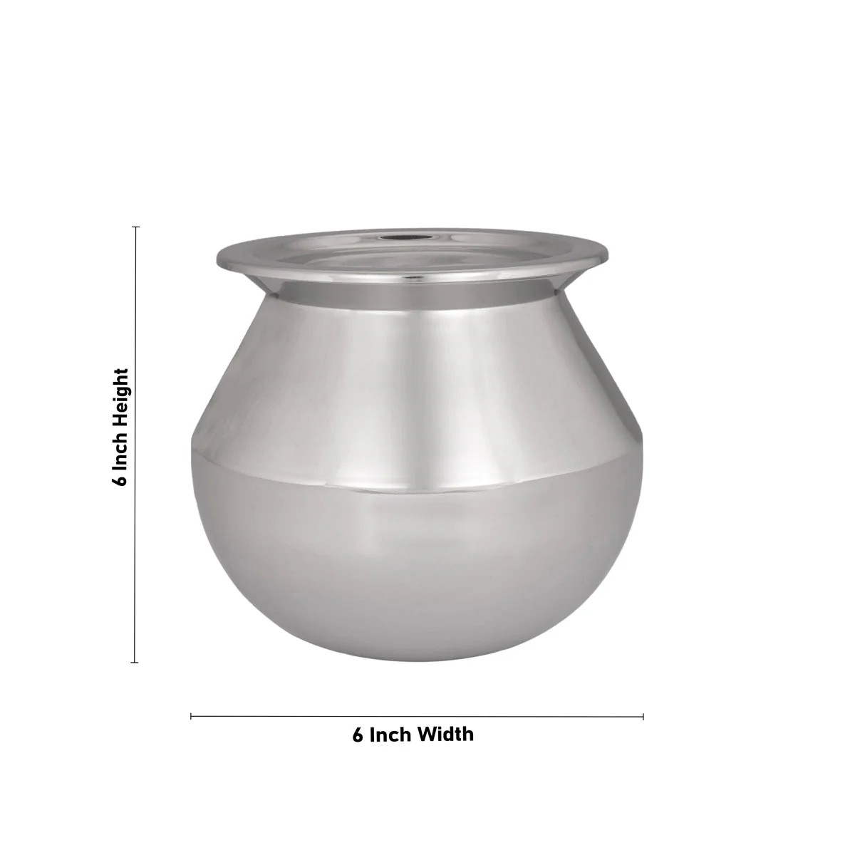 Pot with Lid - 6 x 6 Inches | Cooking Pot/ Pongal Handi/ Stainless Steel Pot for Home/ 535 Gms Approx - Image 3