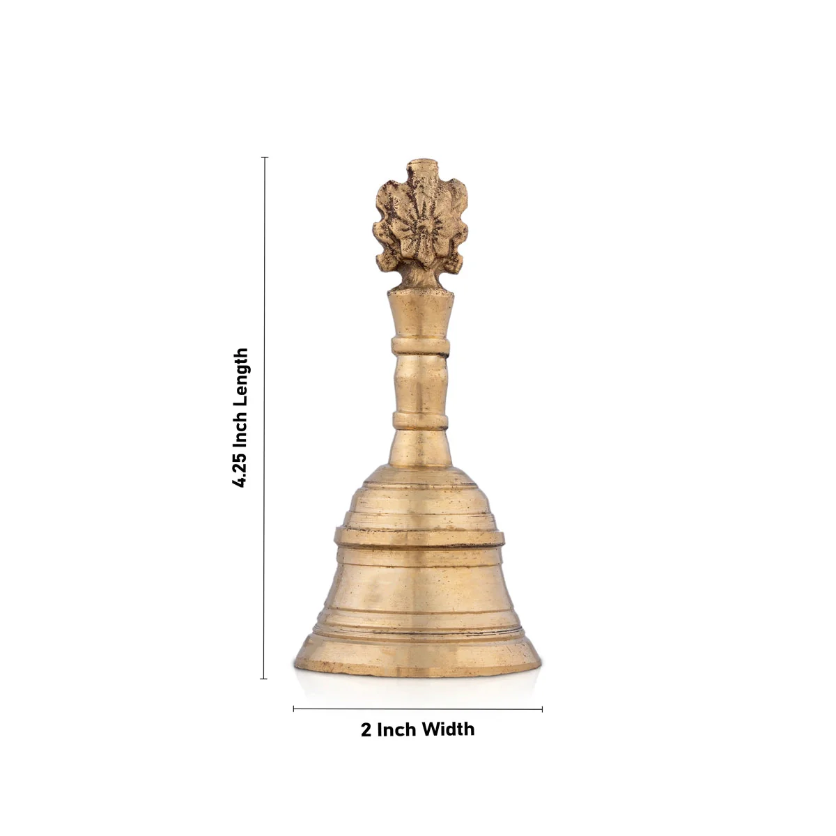 Hand Bell - 4.25 x 2 Inches | Brass Bell/ Shankh Chakra Handle Pooja Bell for Home/ 180 Gms Approx - Image 3