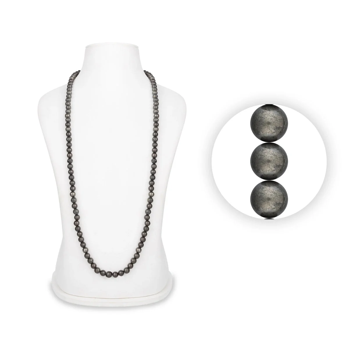 Pyrite Mala - 20 Inches | Pyrite Bead Mala/ Pyrite Crystal Mala For Positive Energy & Meditation - Image 2
