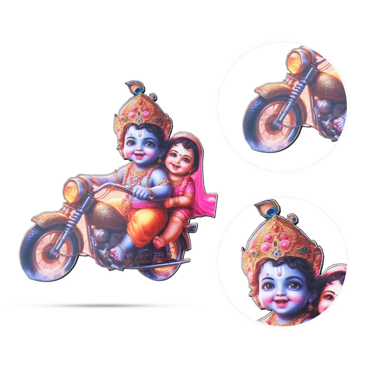 Radha Krishna Bike Fridge Magnet - Single Layer - 3 Inch - Image 2