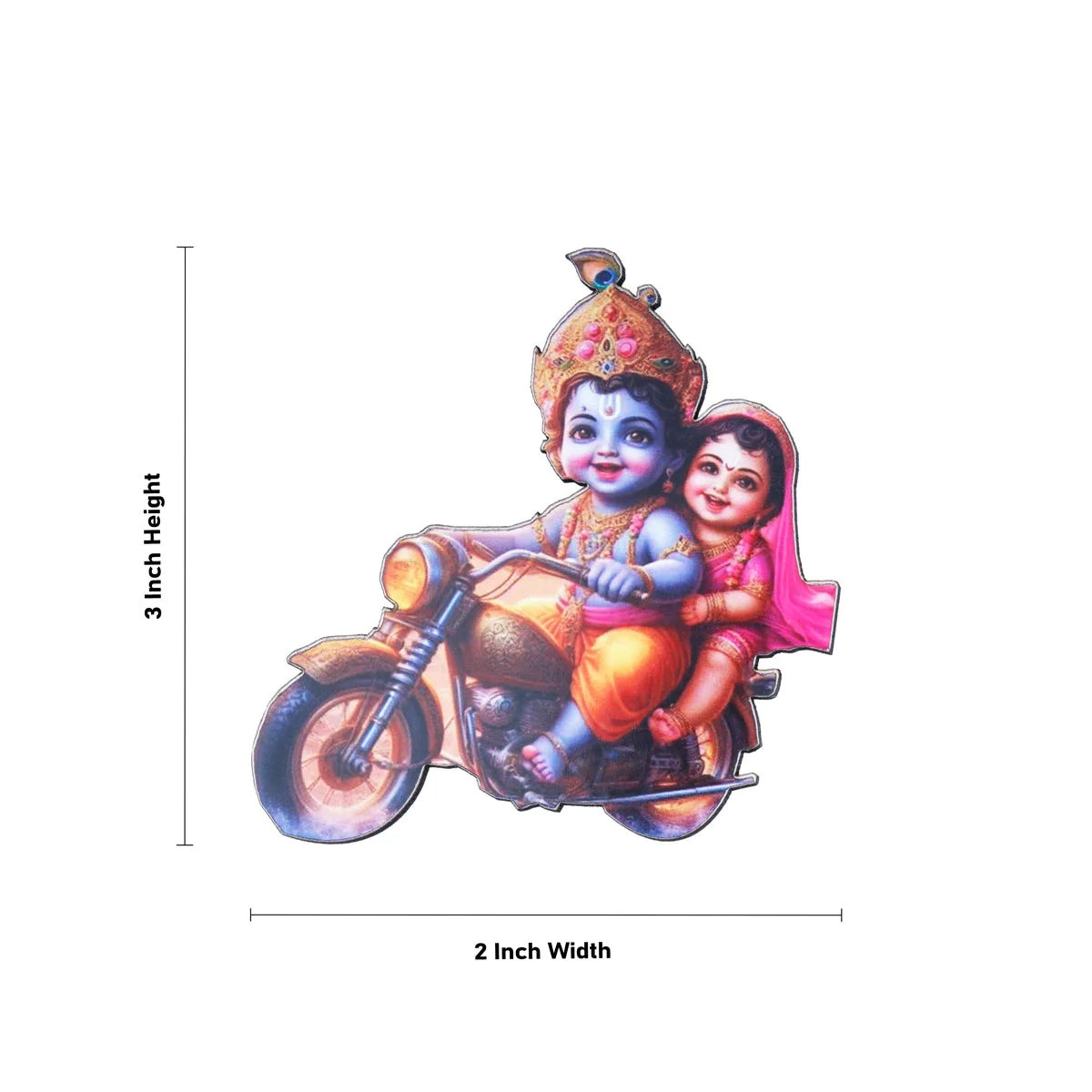 Radha Krishna Bike Fridge Magnet - Single Layer - 3 Inch - Image 3