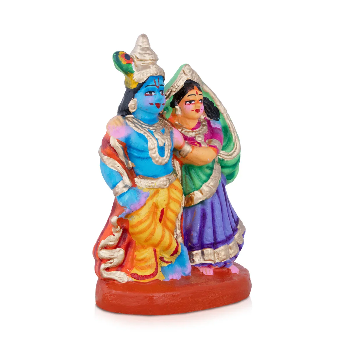 Radha Krishna Clay Golu Bommai - 8 x 6 Inches | Giri Golu Doll/ Navaratri Golu Bomma/Gombe/Bommai - Image 2