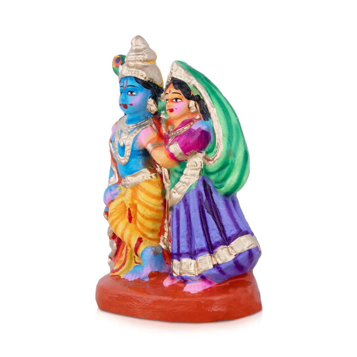 Radha Krishna Clay Golu Bommai - 8 x 6 Inches | Giri Golu Doll/ Navaratri Golu Bomma/Gombe/Bommai - Image 3