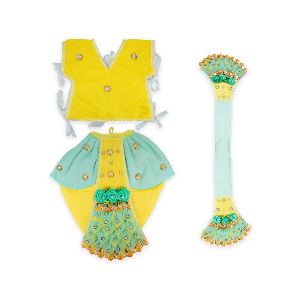 Radha Krishna Dress Set - 15 Inches | Krishna Dress Set/ Radha Dress Set for Deity - Image 8
