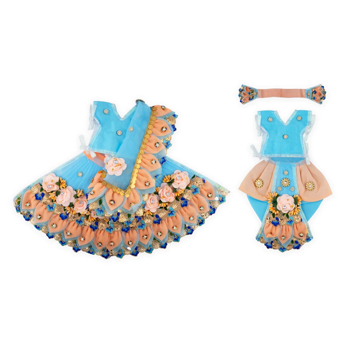 Radha Krishna Dress Set - 7 Inches | Krishna Dress Set/ Radha Dress Set for Deity - Image 10