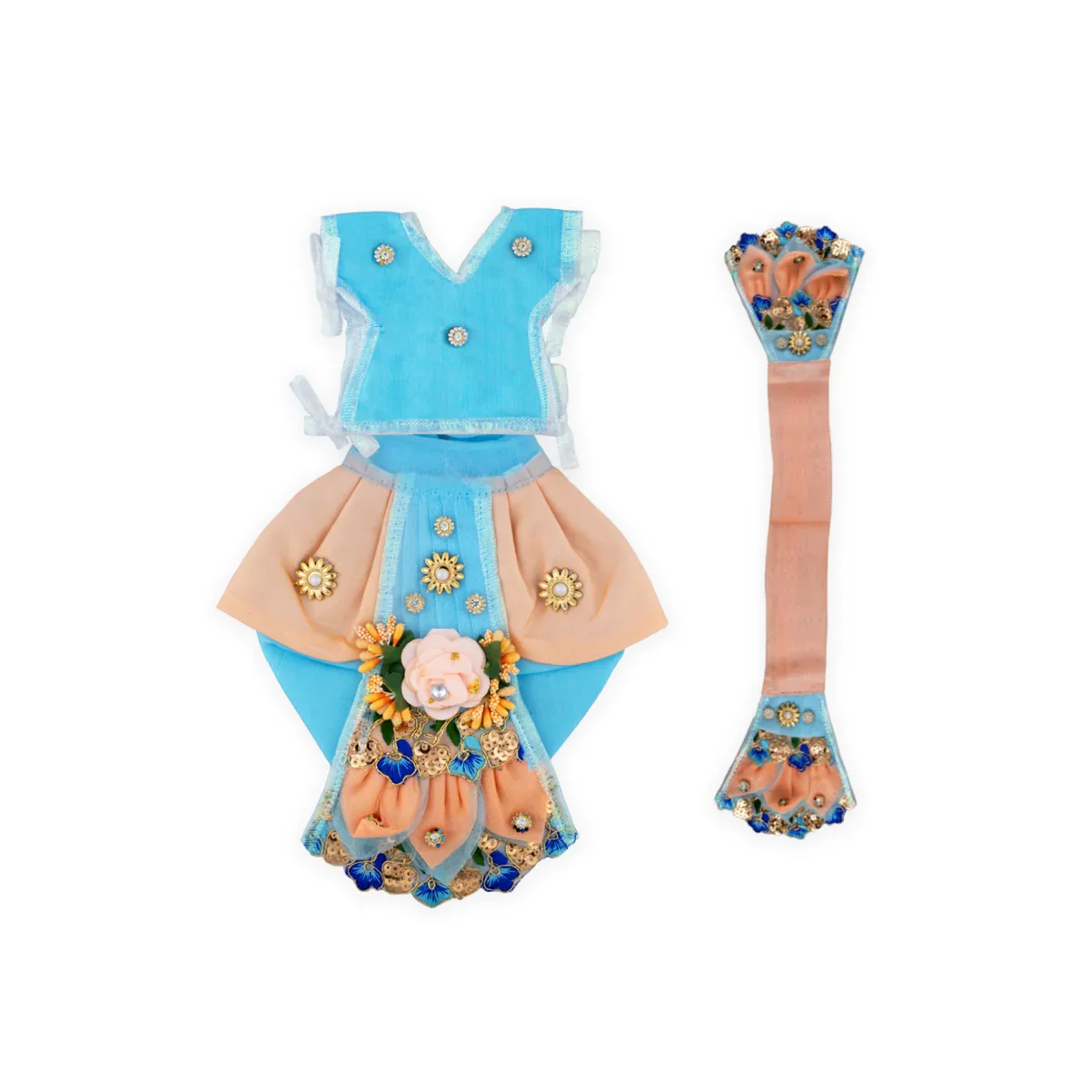 Radha Krishna Dress Set - 7 Inches | Krishna Dress Set/ Radha Dress Set for Deity - Image 11