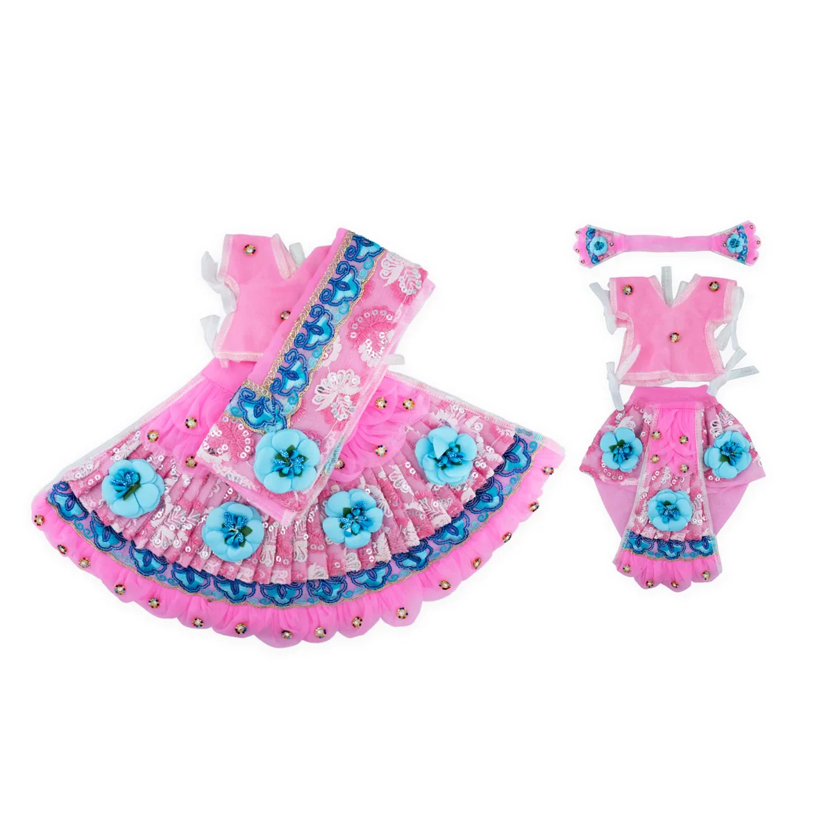 Radha Krishna Dress Set - 7 Inches | Krishna Dress Set/ Radha Dress Set for Deity - Image 6