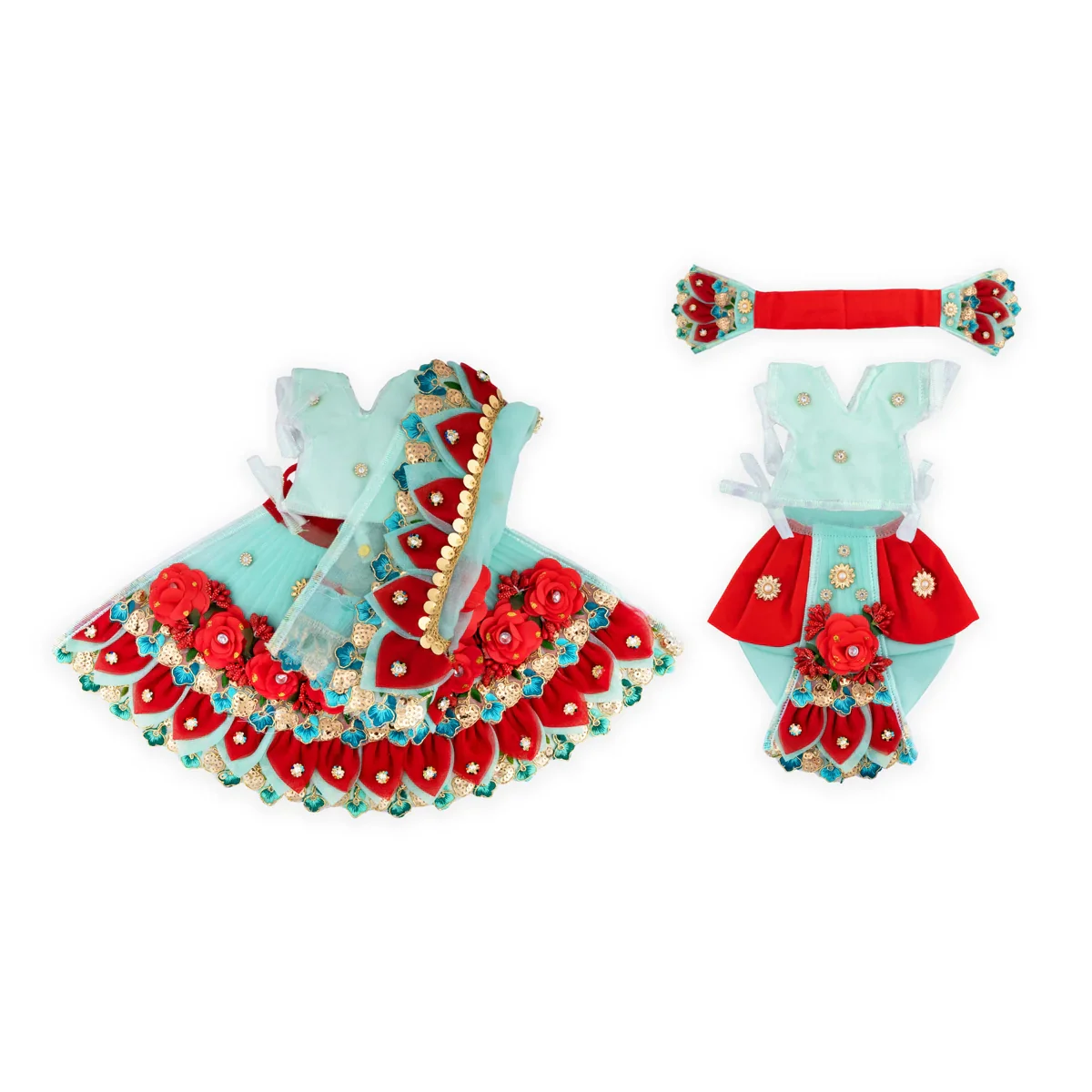Radha Krishna Dress Set - 7 Inches | Krishna Dress Set/ Radha Dress Set for Deity - Image 8