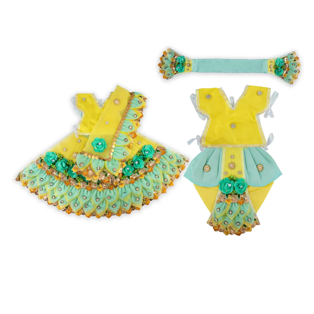 Radha Krishna Dress Set - 9 Inches | Krishna Dress Set/ Radha Dress Set for Deity - Image 5