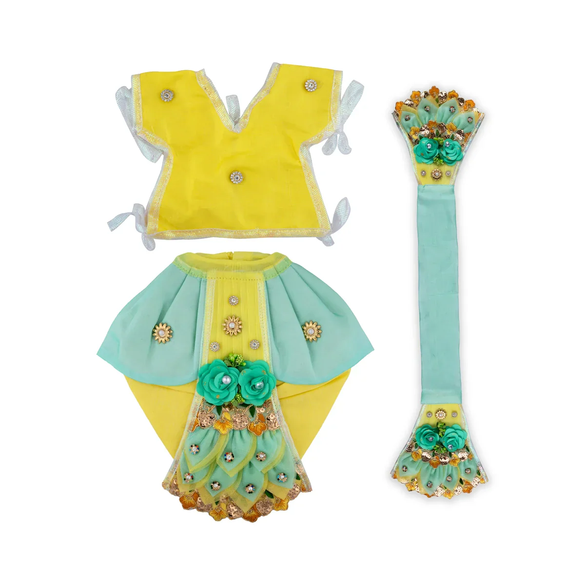 Radha Krishna Dress Set - 9 Inches | Krishna Dress Set/ Radha Dress Set for Deity - Image 6