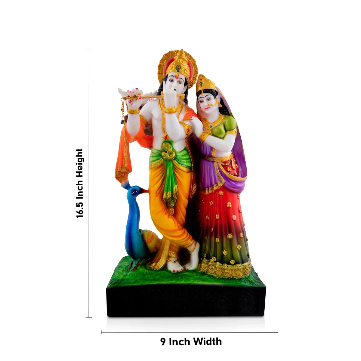 Radha Krishna Idol - 16.5 x 9 Inches | Radha Krishna Murti/ Radha Krishna Statue for Pooja - Image 5