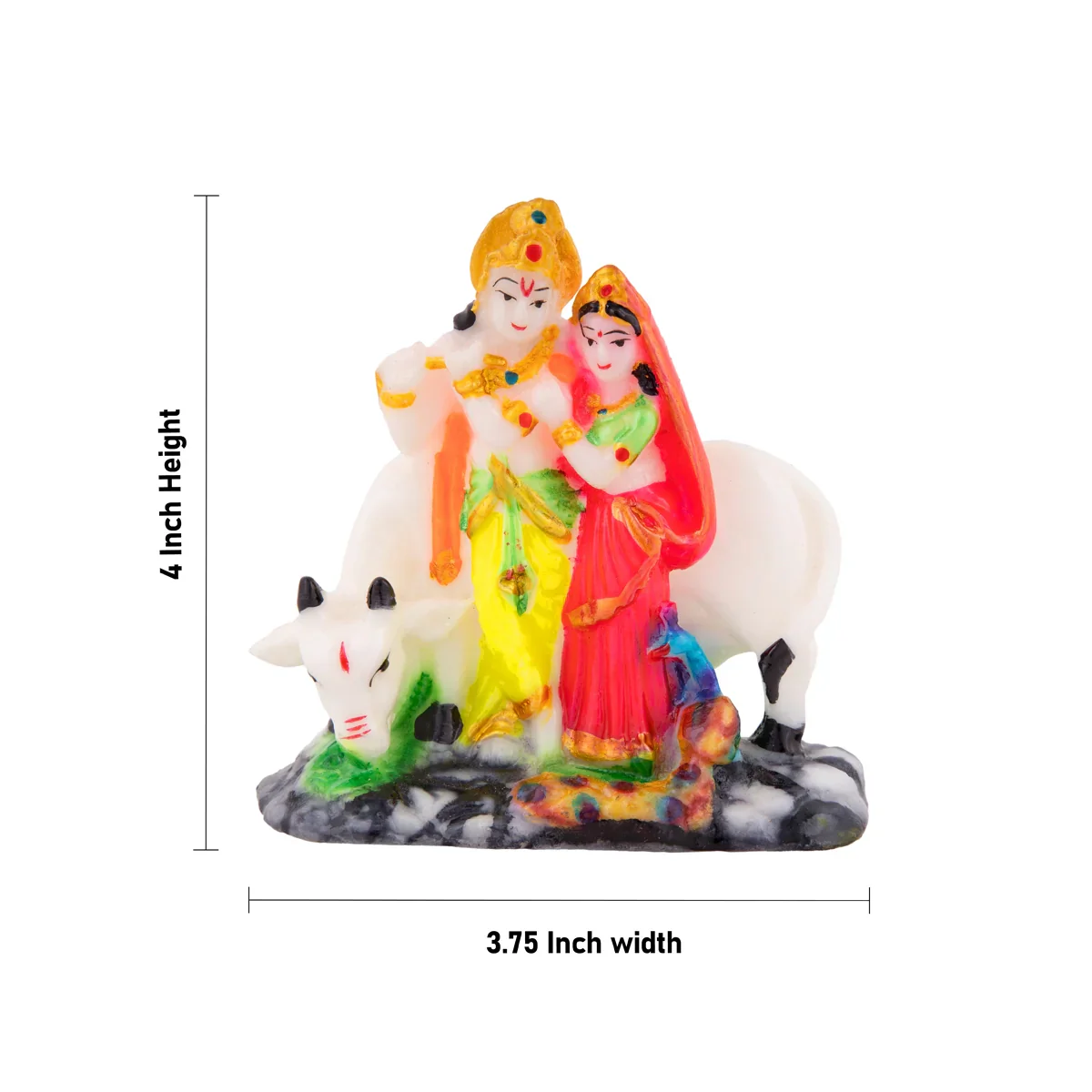 Radha Krishna Idol - 4 x 3.75 Inches | Radha Krishna Murti/ Radha Krishna Statue for Pooja - Image 5
