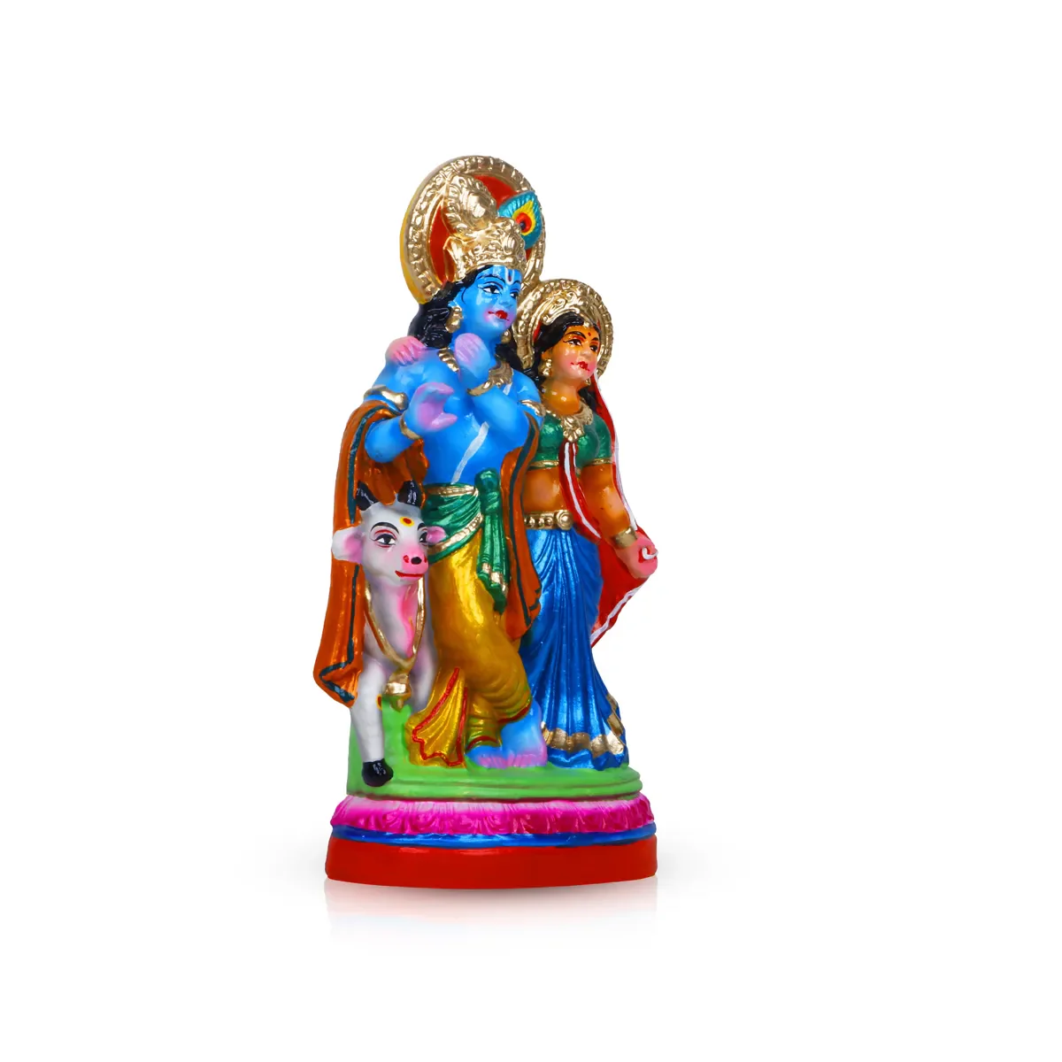 Radha Krishna Murti Clay Golu Bommai - 10 X 6 Inches | Giri Golu Doll/ Navaratri Gombe/ Navratri Decor - Image 2