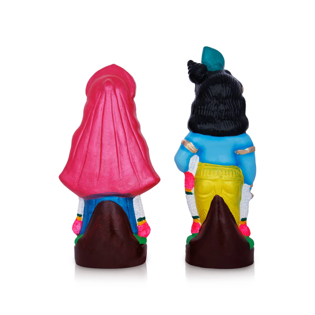 Radha Krishna Murti Clay Golu Bommai Pair- 11 X 4 Inches | Navaratri Golu Gombe/Giri Golu Doll/ Navratri Decor - Image 4