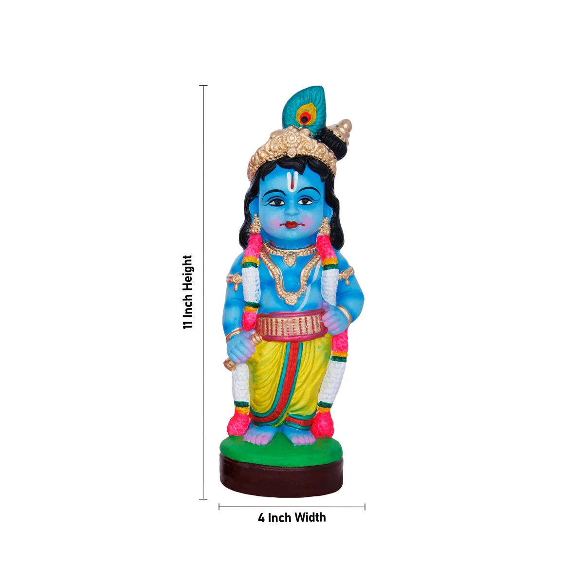 Radha Krishna Murti Clay Golu Bommai Pair- 11 X 4 Inches | Navaratri Golu Gombe/Giri Golu Doll/ Navratri Decor - Image 5