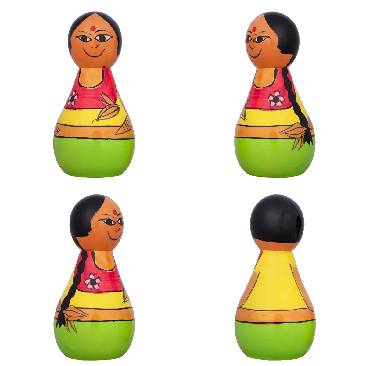 Radha Krishna Murti Pair - 4 X 2 Inches | 2 Pcs/ Kondapalli Toy/ Wood Sculpture/ Kolu Bommai For Golu & Gifting - Image 3