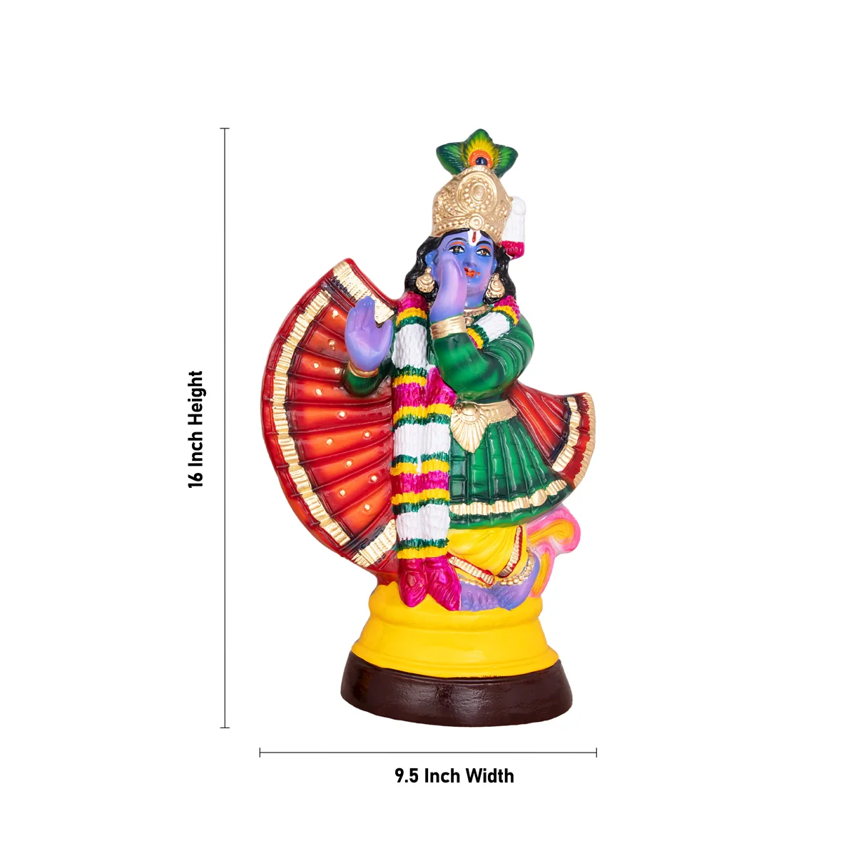 Radha Krishna Murti Paper Mache Golu Bommai Pair- 16 X 6.5 Inches | Giri Golu Doll/Navaratri Gombe/Navratri Décor - Image 4