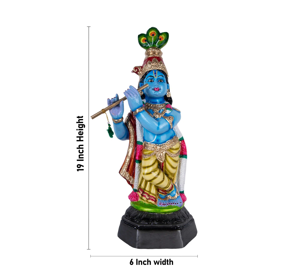 Radha Krishna Murti Paper Mache Golu Bommai Pair - 19 x 6 Inches | Giri Golu Doll/ Navaratri Golu Bommai/ Gombe - Image 4