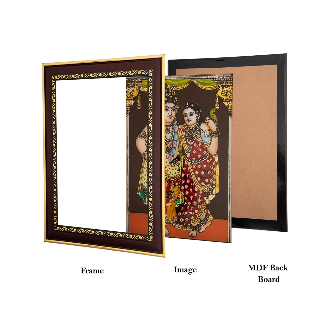 Radha Krishna radha krishna photo frame- 10 x 8 Inches | Tanjore Glass Painting Picture Frame for Home - Image 4